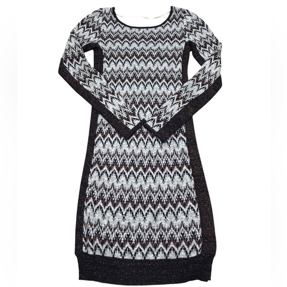 Free People Sweater Dress Sz. Medium Knit Aztec Print Cottagecore Cabincore Boh - Picture 2 of 14